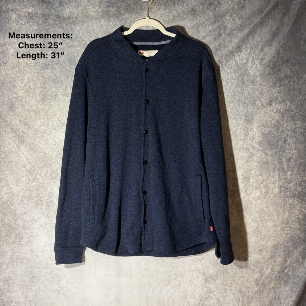 Levi's Men's XL Fleece Shirt Jacket Blue Snap Button Shacket W/ Pockets